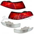 Turn signal light kit for Porsche 993 with front white lenses with amber bulbs and red rear lenses