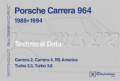 Livre ""Porsche 964 (89-94) Technical data "" mémento technique en anglais