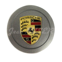 Gray wheel hub cap (steel finish with emblem in red, black and gold) for Porsche 993 (94-96)