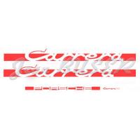 “Carrera” adhesive decal set, red, (4 pieces)