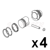 Complete cylinder and piston set, 4 pieces 914-4 2.0 L (73-76)