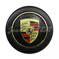 Tapacubos de llanta negro esmaltado con emblema Porsche (fijacion con anillo) para  911 (74-89)