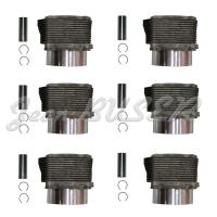 Complete cylinder and piston set (6 pieces) for Porsche 965 Turbo 3.6 L M64.50 engine (93-94)