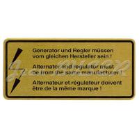 Etiquette moteur alternateur / régulateur 911 (65-73) + 914-6 (70-72)