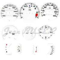 White dashboard instrument gauge overlay / face kit, 10 pieces, 911 (78-89) + 911 Turbo (78-89)