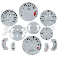Silver-grey dashboard instrument gauge overlay kit, 11 pieces, 911 (78-89) + 911 Turbo (78-89)