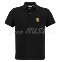 Black polo shirt with Porsche crest