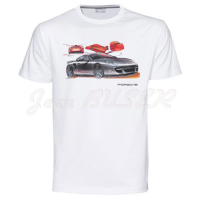 Camiseta blanca con design Porsche