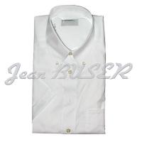 White short-sleeved dress shirt with button-down collar