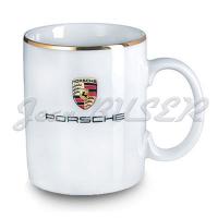 Taza blanca con escudo Porsche